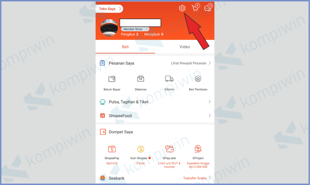 1 Pencet Tombol Pengaturan - Cara Hapus Permanen Akun Shopee