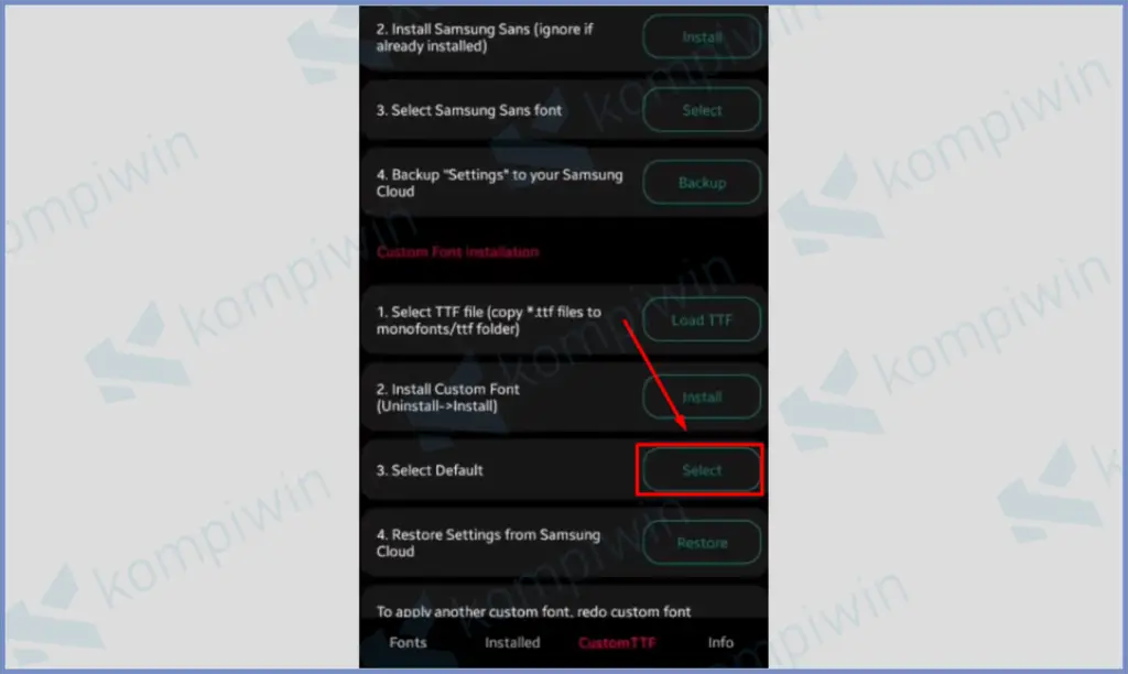 16 Klik Tombol Select - Cara Install Font TTF dan OTF di Android