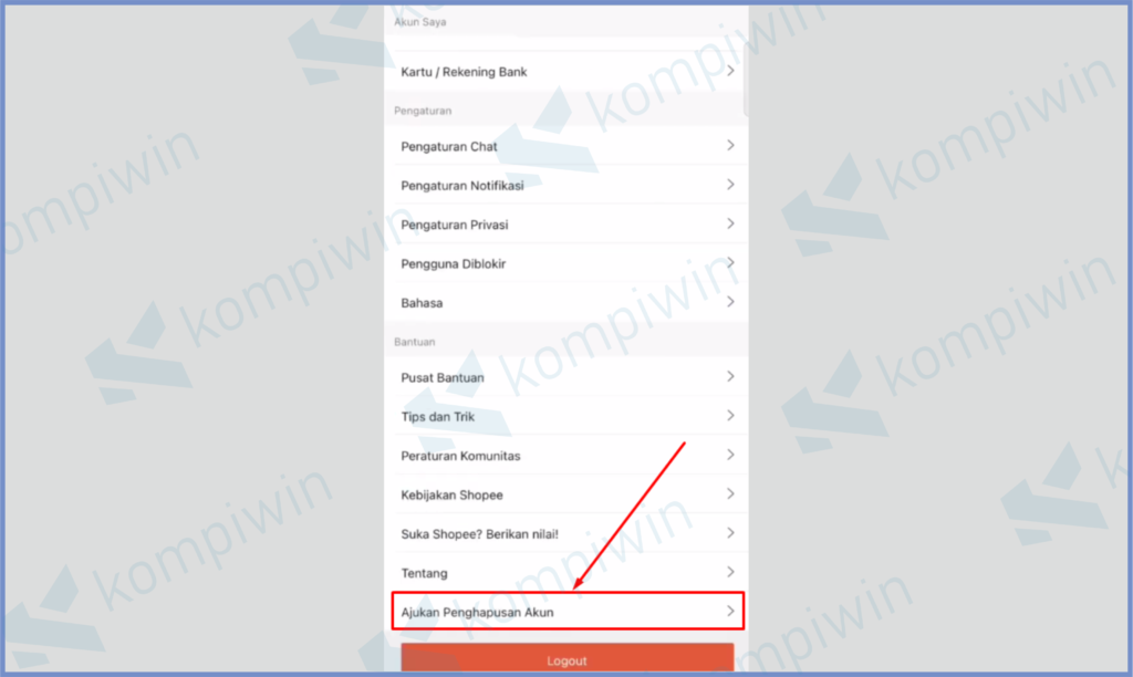 2 Ketuk Ajukan Penghapusan Akun - Cara Hapus Permanen Akun Shopee