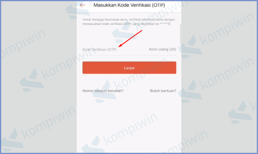 5 Masukkan Kode OTP - Cara Hapus Permanen Akun Shopee
