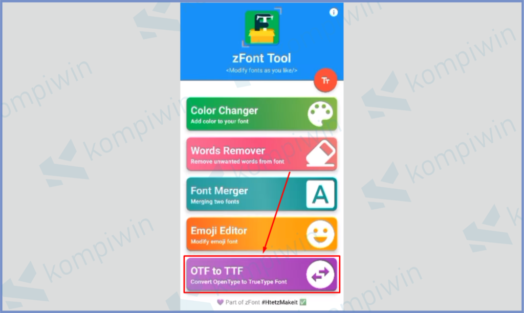 6 Ketuk Menu OTF to TTF - Cara Install Font TTF dan OTF di Android