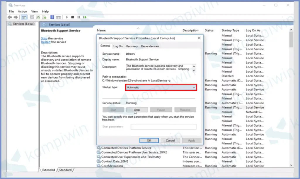 6 Ubah Automatic - Cara Memperbaiki Bluetooth Laptop Tidak Bekerja di Windows 10