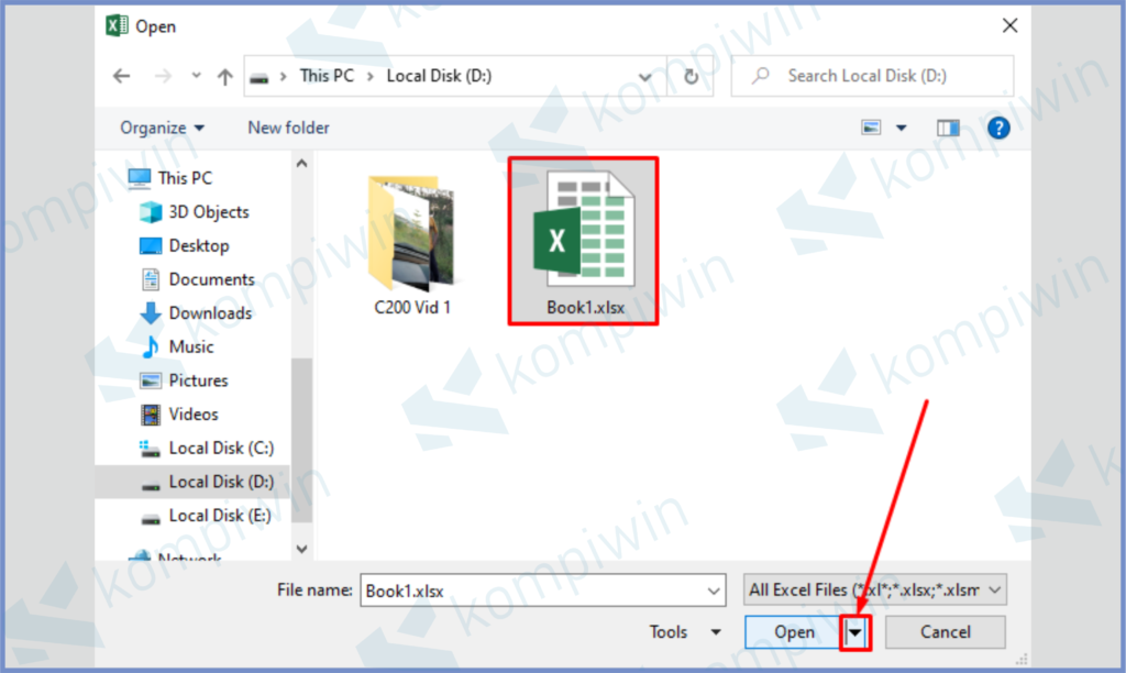 8 Pencet Panah Open - Cara Mengatasi Excel Cannot Open The File XLSX