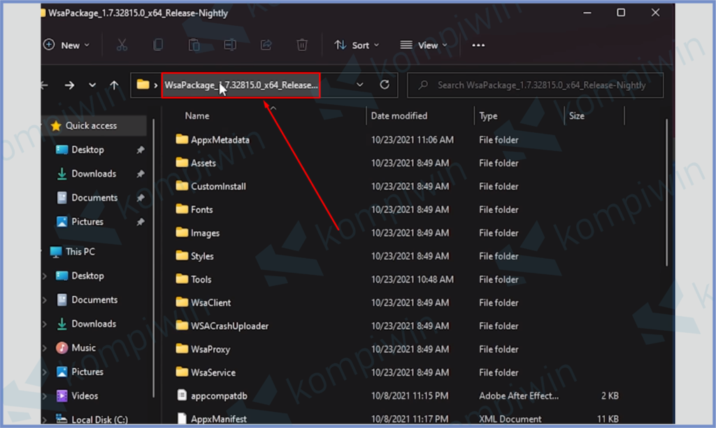 9 Klik Kanan Folder WsaPackage - Cara Install Google Play Store Di Windows 11