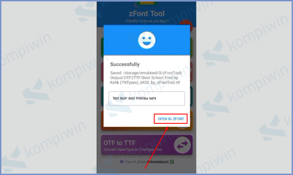 9 Pencet Open In Zfont - Cara Install Font TTF dan OTF di Android