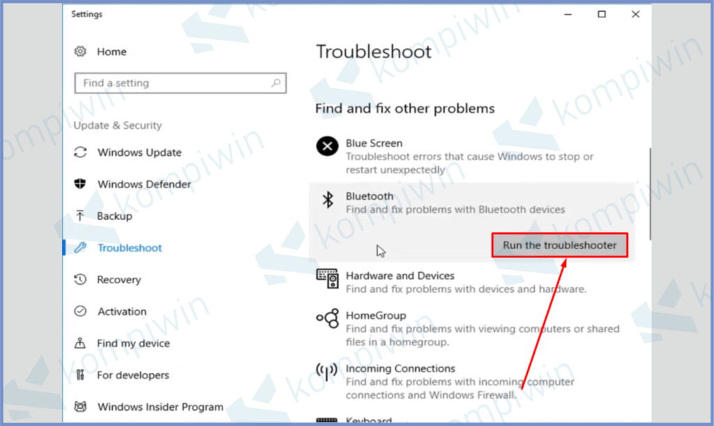 9 Run Torubleshoot - Cara Memperbaiki Bluetooth Laptop Tidak Bekerja di Windows 10