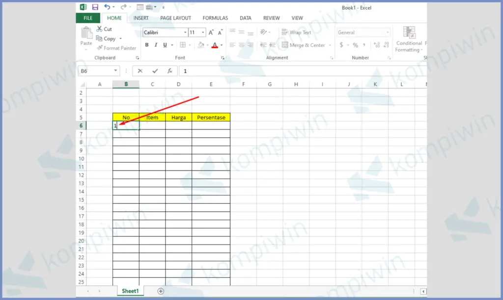 1 Ketik Angka Satu Dulu - Cara Membuat Penomoran 1 - 1000 di Excel dengan Cepat