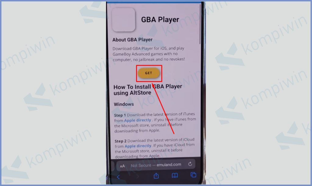 1 Pencet Tombol Get - Cara Download GBA Emulator di iPhone dan iPad