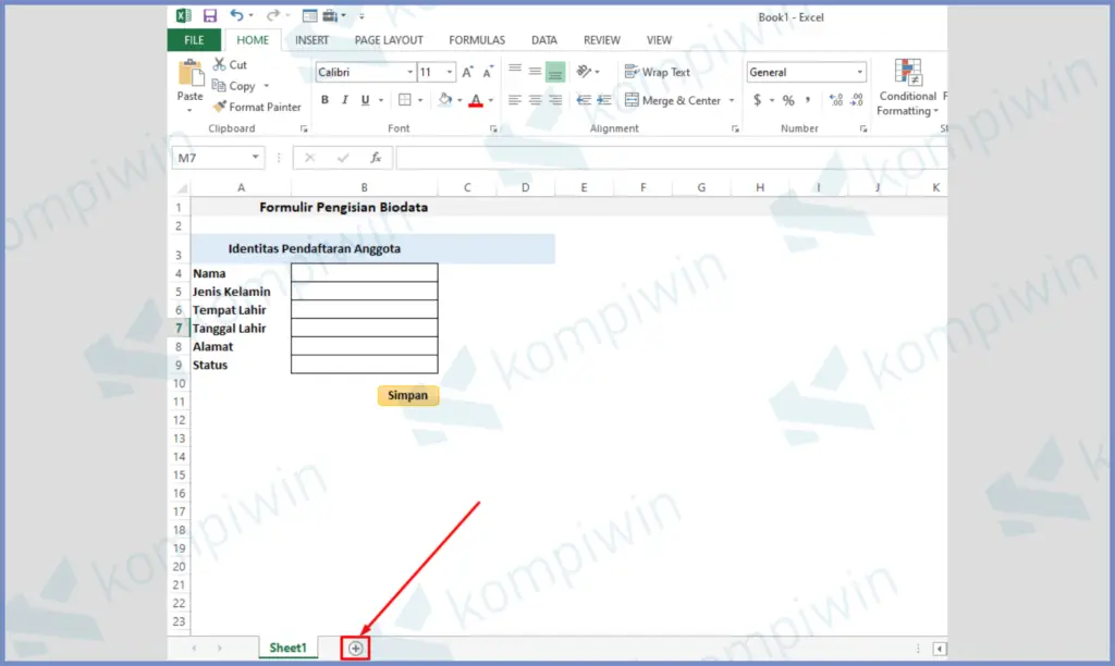 1 Tambah Sheet 2 - Cara Membuat Form Input Data di Excel