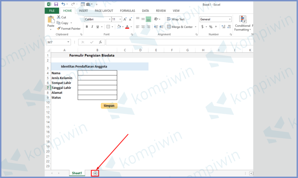 1 Tambah Sheet 2 - Cara Membuat Form Input Data di Excel