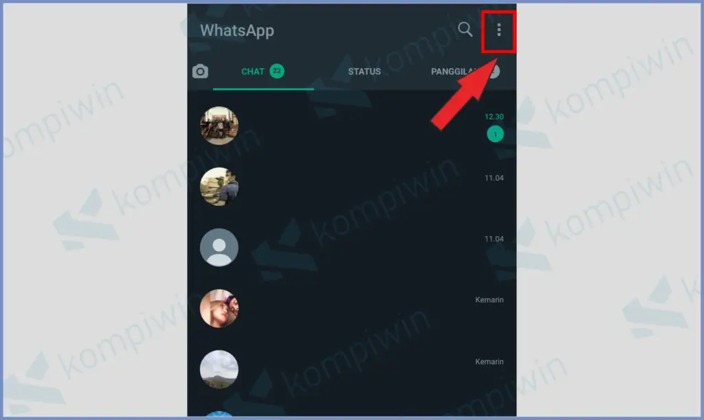 1 Tap Icon Titik Tiga - Cara Membuka Blokir WhatsApp Tanpa Diketahui Oleh Pemiliknya