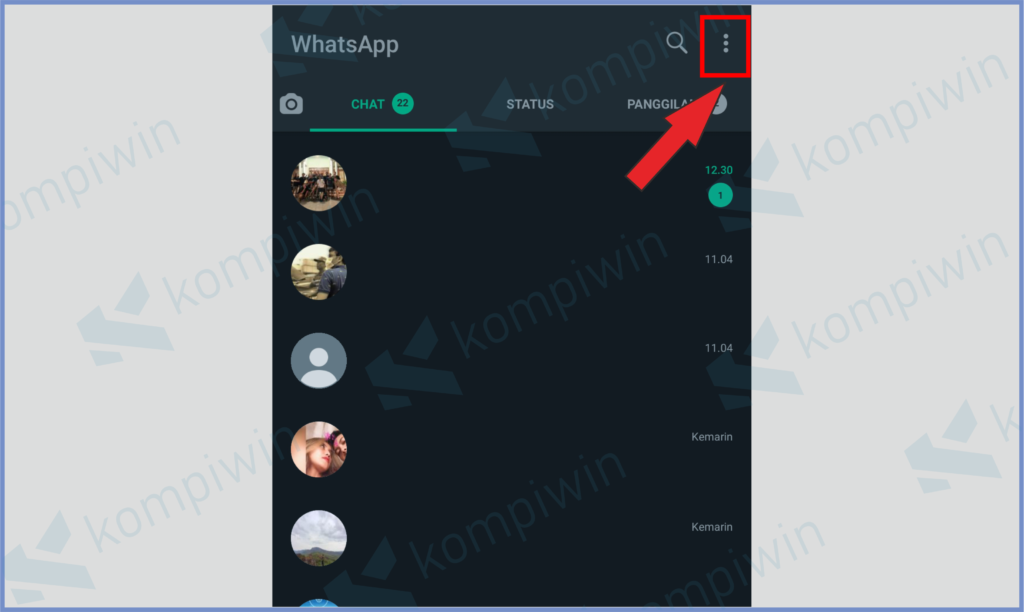 1 Tap Icon Titik Tiga - Cara Membuka Blokir WhatsApp Tanpa Diketahui Oleh Pemiliknya