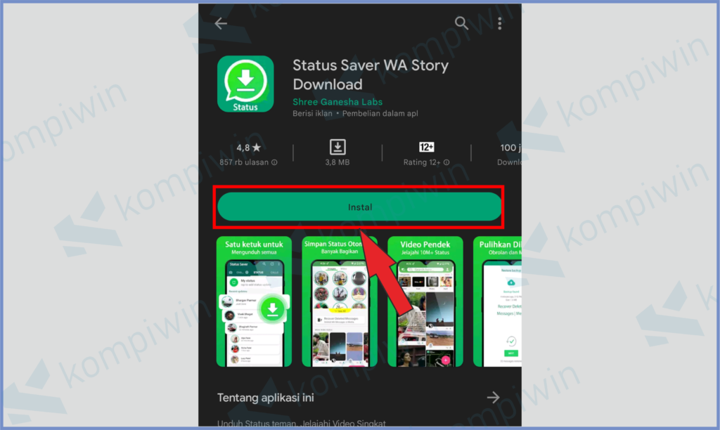 11 Pencet Tombol Install - Cara Simpan Status WhatsApp Tanpa Aplikasi Tambahan