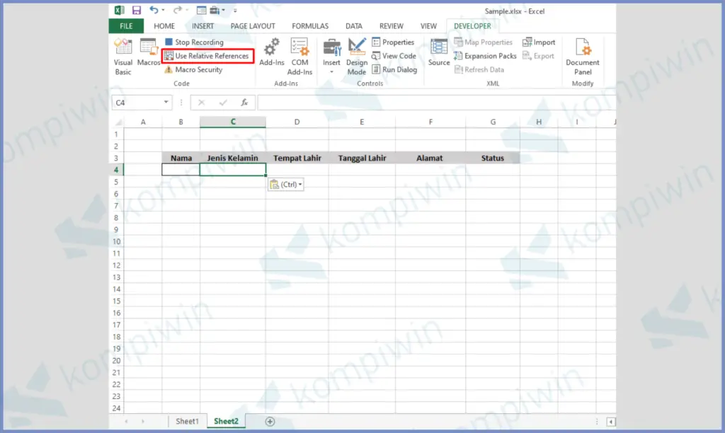 12 Matikan Deveope Prefeences - Cara Membuat Form Input Data di Excel