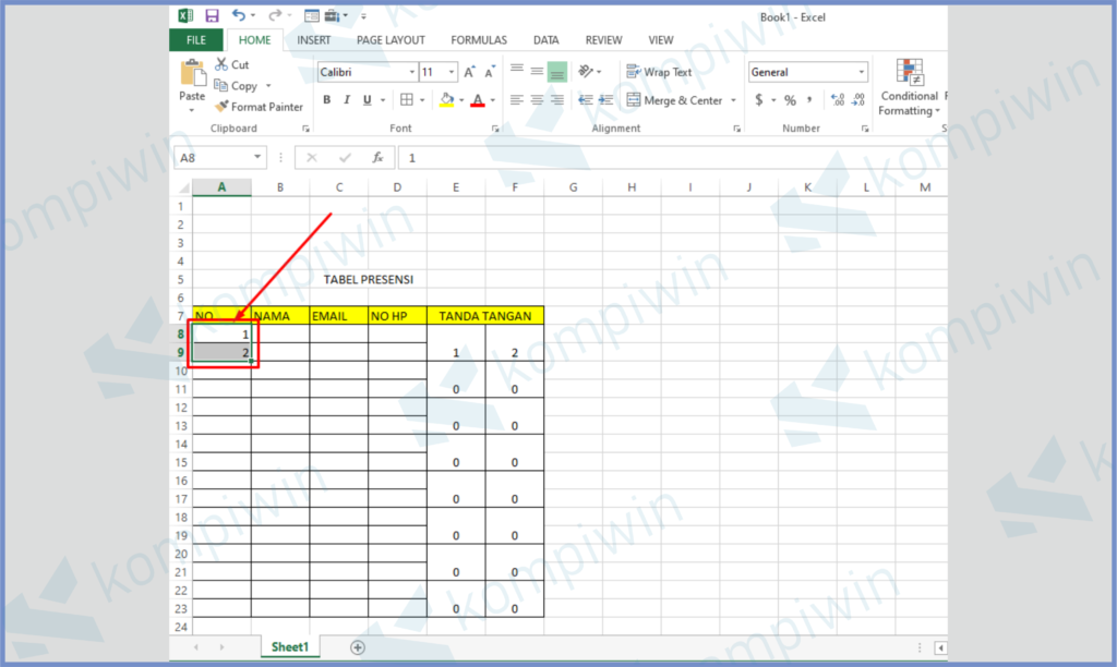 17 Blok Nomor Urut - Cara Membuat Presensi di Excel Dengan Cepat