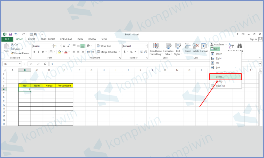 3 Pencet Tombol Series - Cara Membuat Penomoran 1 - 1000 di Excel dengan Cepat