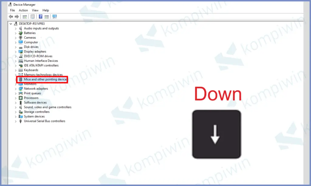 4 Tap Tombol Down - Cara Memperbaiki Mouse Tidak Berfungsi di Windows 10