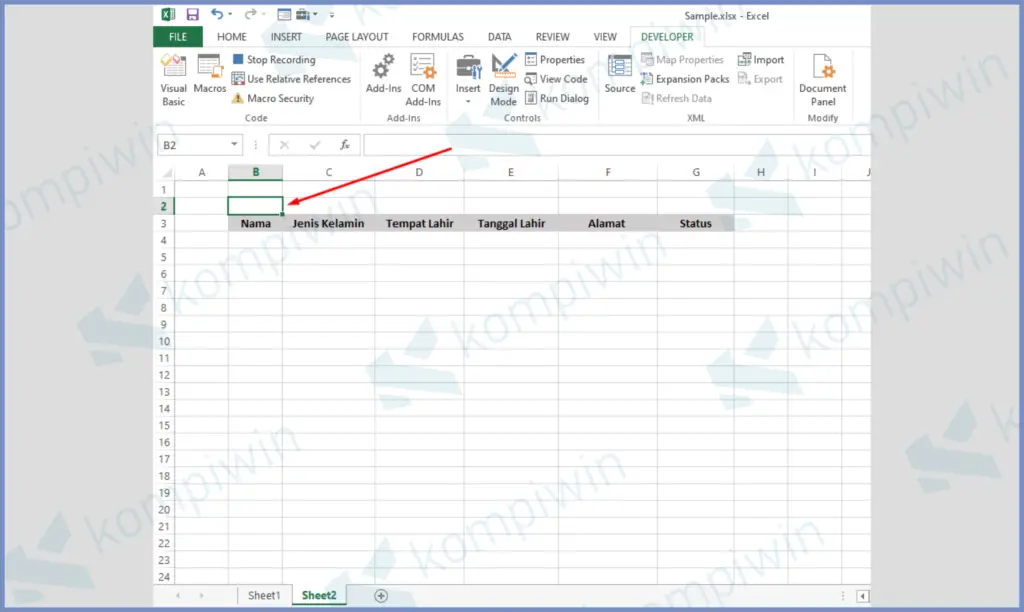 5 Masuk Sheet 2 Diatas Nama - Cara Membuat Form Input Data di Excel