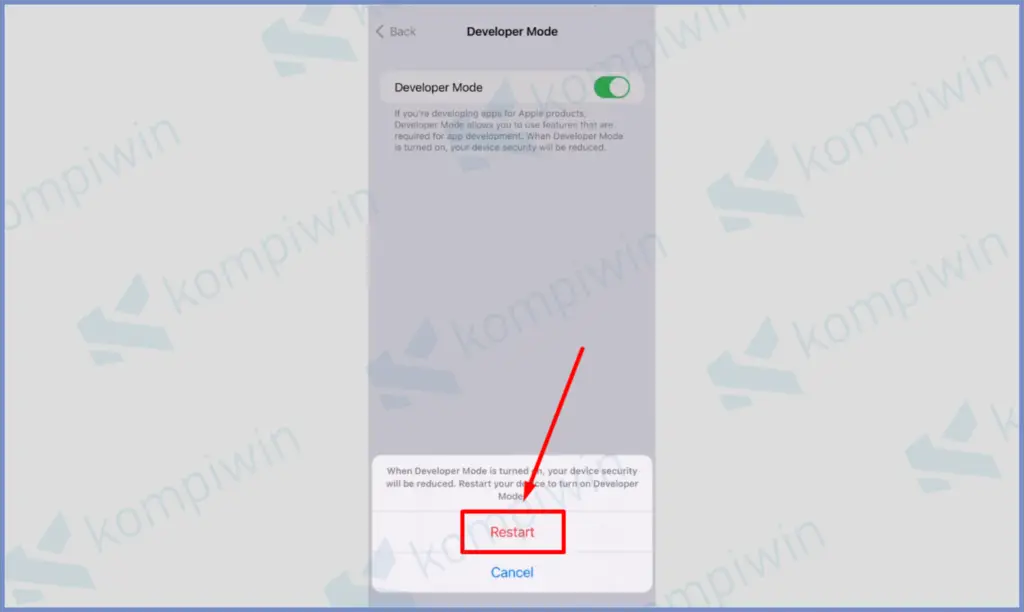 5 Pencet Tombol Restart - Cara Mengaktifkan Mode Developer di iPhone dan iPad