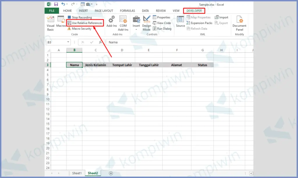 6 Develope References - Cara Membuat Form Input Data di Excel