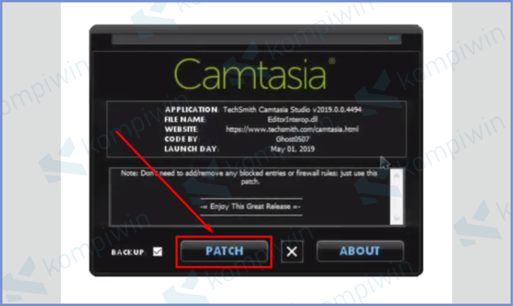 8 Pencet Tombol Patch - Cara Install Camtasia 2019 Full Activation
