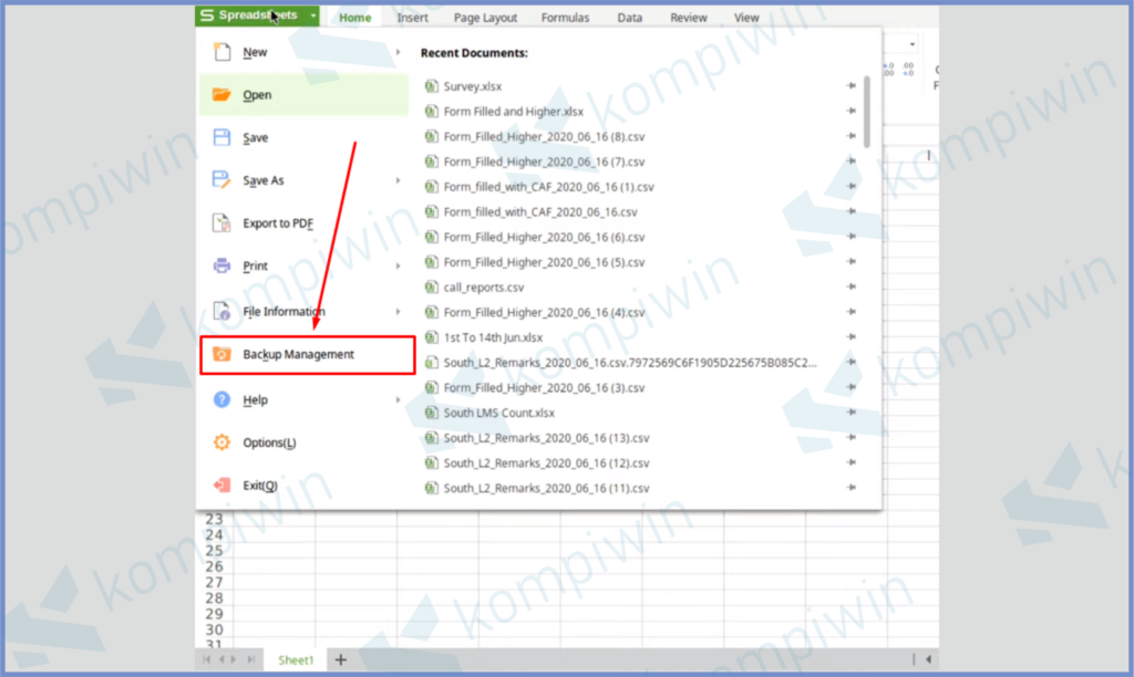 8 Tap Backup Management - Cara Mengembalikan File Belum Tersimpan di WPS Office
