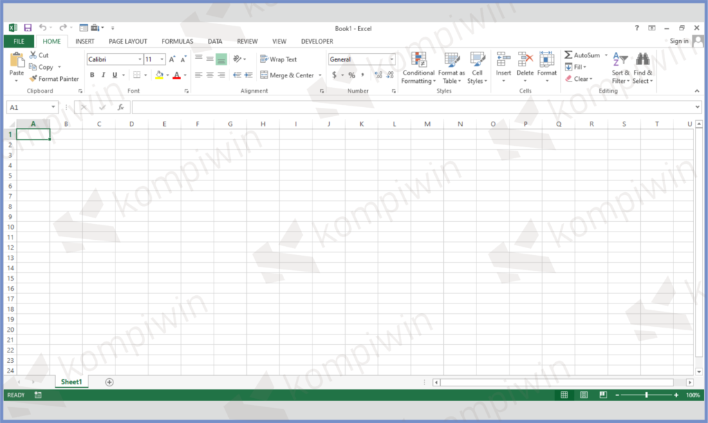 1 Tampilan Worksheet - Perbedaan WorkSheet dan WorkBook di Microsoft Excel