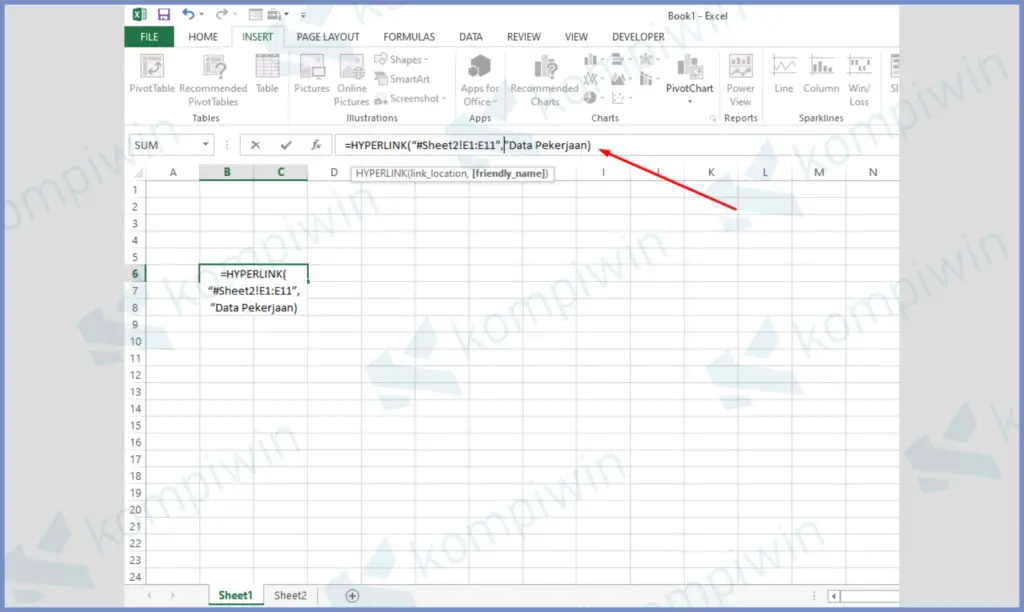 16 Ketikkan Rumus - Cara Membuat Hyperlink Antar File dan Sheet di Microsoft Excel