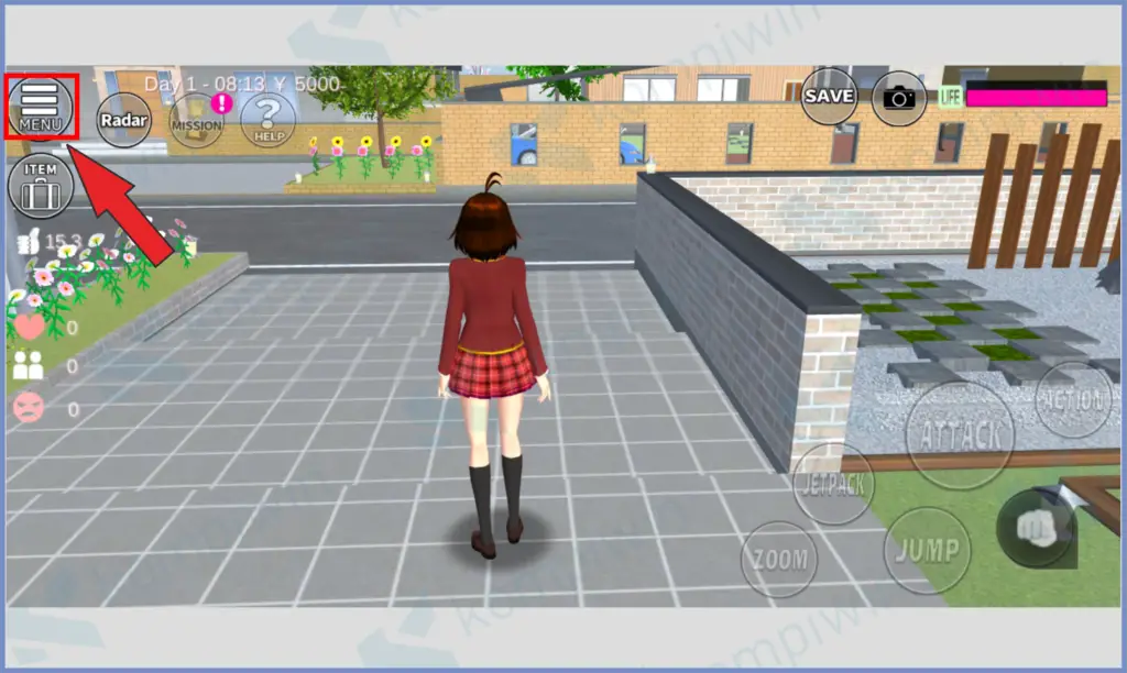 2 Klik Tombol Menu - Cara Mabar (Main Bareng) di Sakura School Simulator