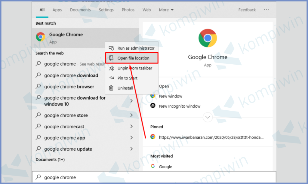 4 Open File Location - Cara Mengatasi Google Chrome Lag dan Hang