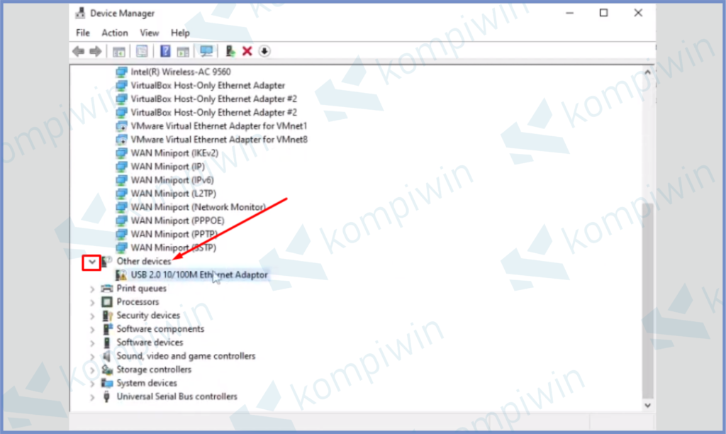 4 Pencet Panah Other Device - Cara Install Driver QTS1081B Converter USB to LAN Card