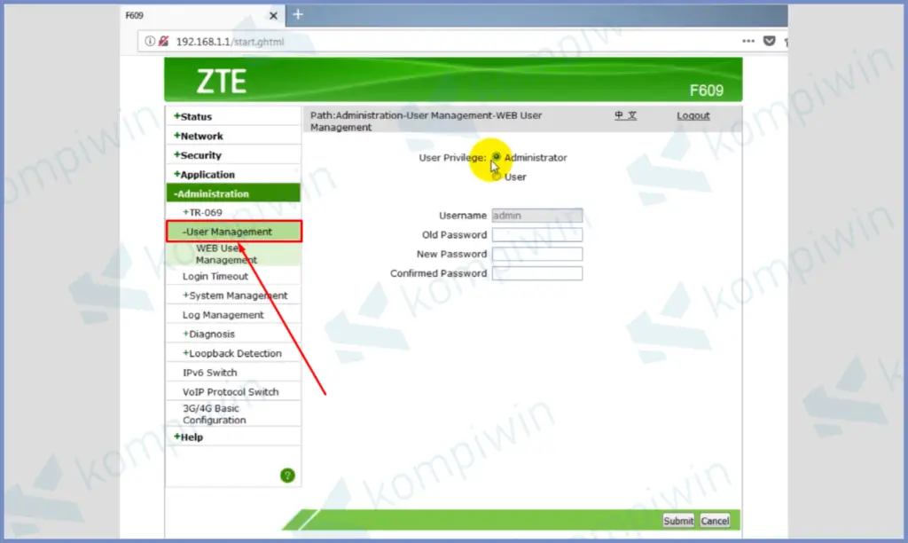 4 User Management - Cara Reset dan Ganti Sandi WiFi Indihome ZTE F660F609