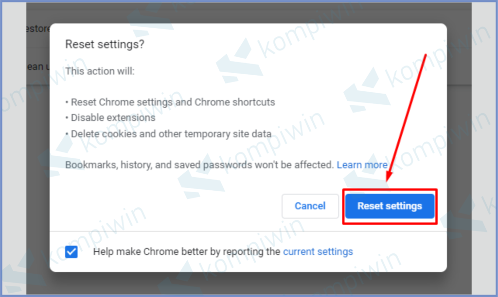 5 Tap Reset Setting - Cara Mengatasi Google Chrome Lag dan Hang