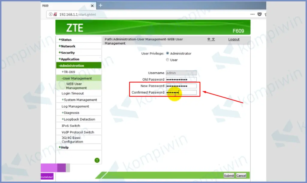 6 Msukkan New Password - Cara Reset dan Ganti Sandi WiFi Indihome ZTE F660F609