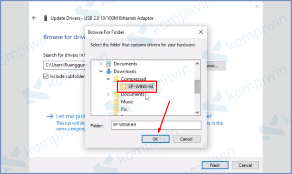 8 Pilih Foldernya - Cara Install Driver QTS1081B Converter USB to LAN Card