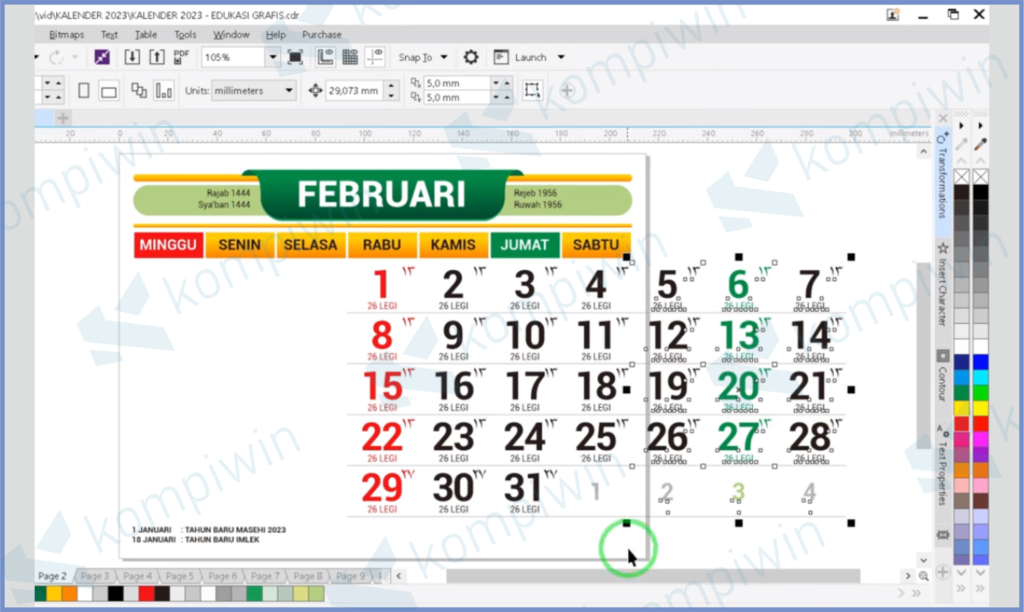 CorelDraw Bisa Diedit - Template Kalender 2023 CorelDRAW (Bisa Diedit)