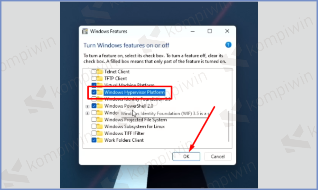 3 Centang Windows Hypervisor - Cara Install WSA di Windows 11 secara Lengkap