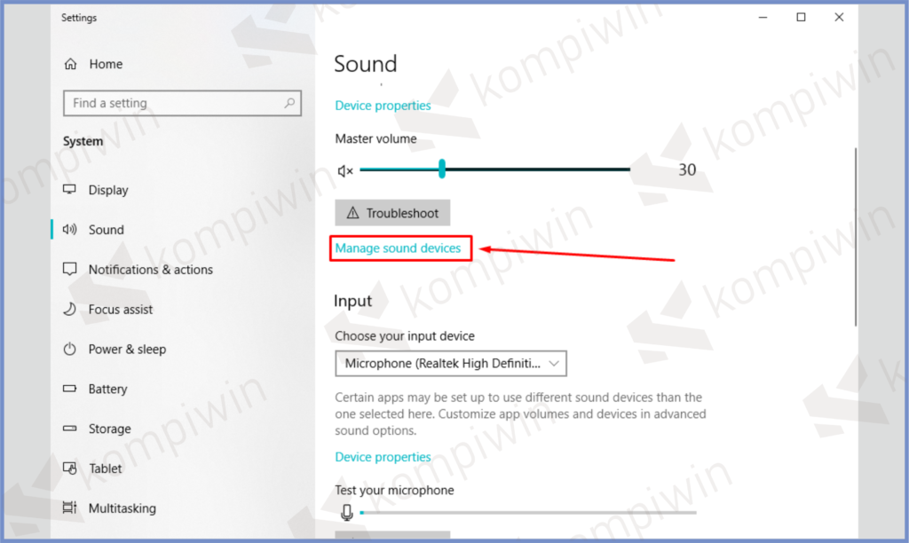 3 Manage Sound Device - Cara Mengatasi Mic Laptop Tidak Berfungsi di Windows 10