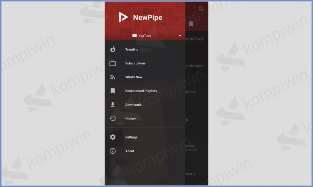 4 Menu Aplikasi NewPipe - Download NewPipe APK (Tonton YouTube Tanpa Iklan)