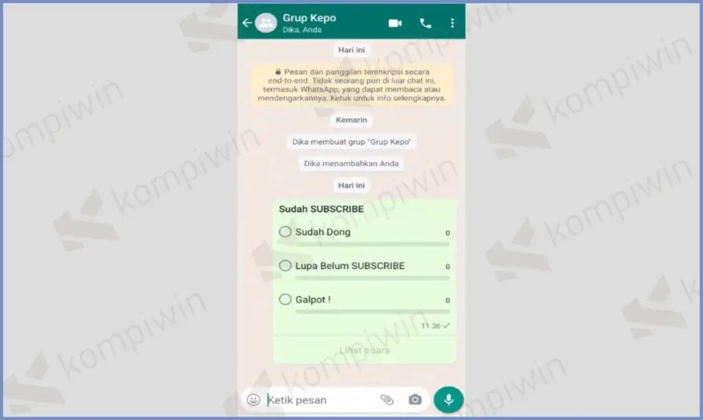 6 Hasil Polling Chat - Cara Membuat Polling di Grup WhatsApp Terbaru