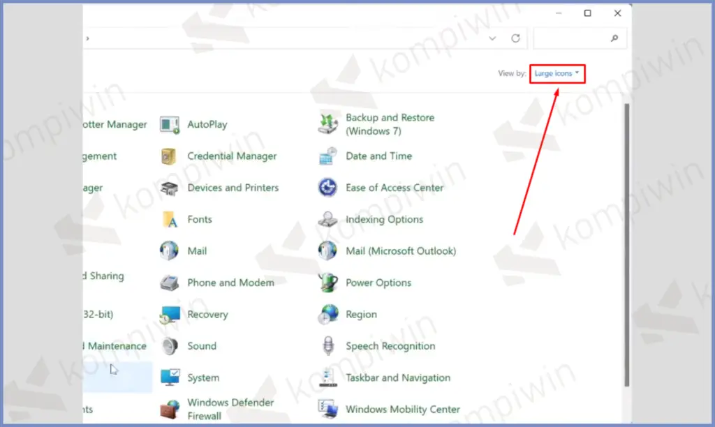 1 Ubah Large Icon - Cara Mengatasi WiFi Hilang di Windows 11