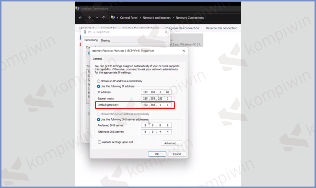 10 Default Gateway - Cara Mengatasi WiFi No Internet di Windows 11