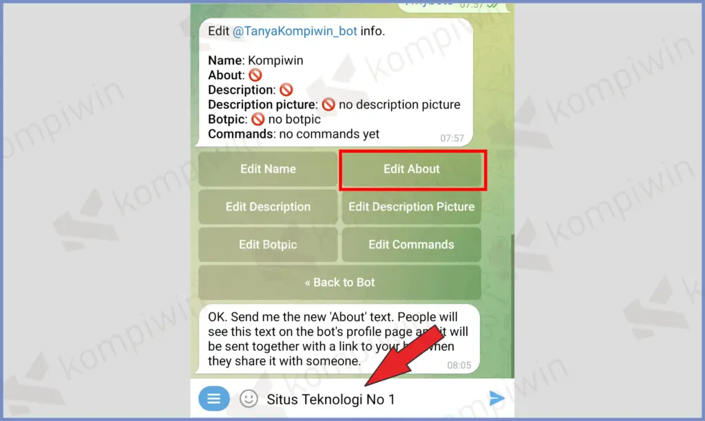 11 Pilih Edit About - Cara Membuat Board di Telegram dengan Mudah