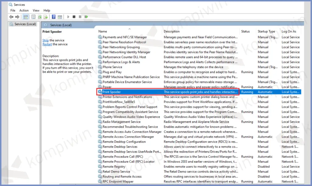 16 Print Spooler - 15 Windows Services Yang Aman dan Lebih Baik Dimatikan