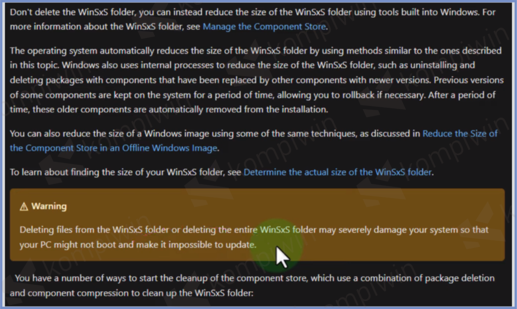2 Peringantan Windows - Apa itu Folder WinSxS Kenapa Ukurannya Lebih 10 GB