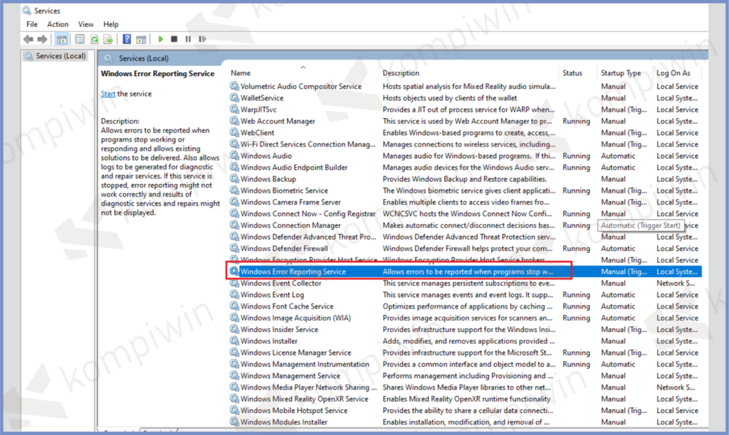 26 Windows Error Reporting - 15 Windows Services Yang Aman dan Lebih Baik Dimatikan