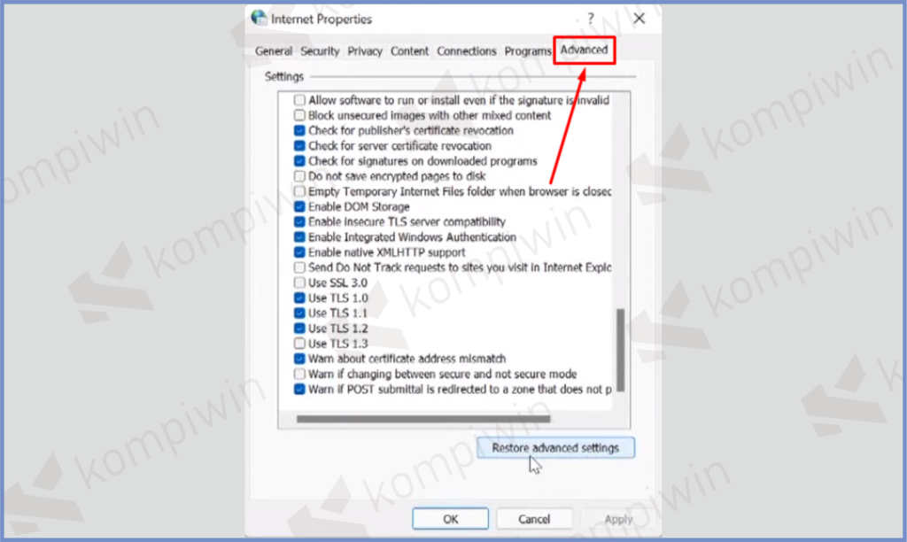 3 Buka Menu Advance - Cara Mengatasi WiFi Hilang di Windows 11