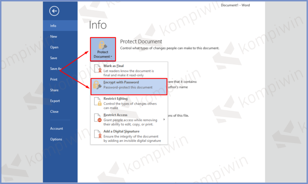 3 Protect Document - Cara Mengunci Dokumen Word dengan Password