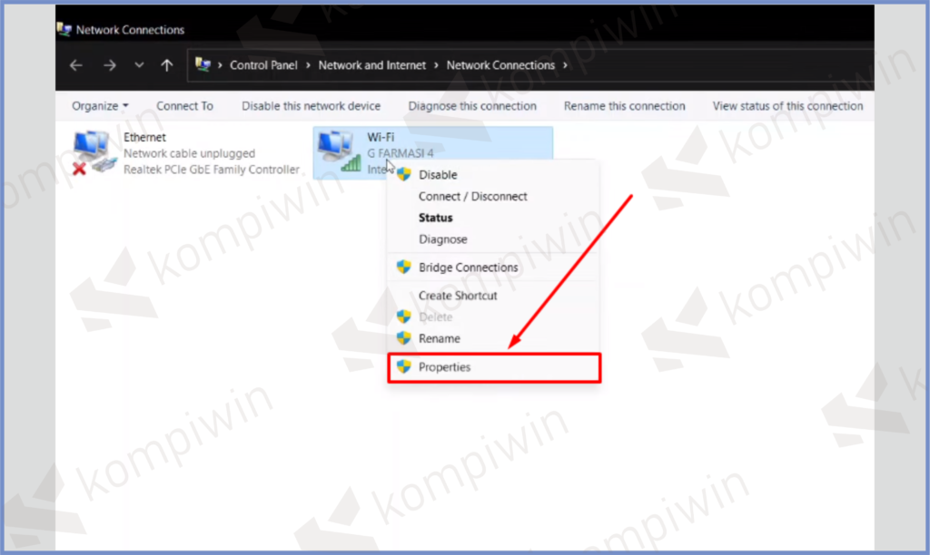6 Ketuk Menu Propetie s- Cara Mengatasi WiFi No Internet di Windows 11