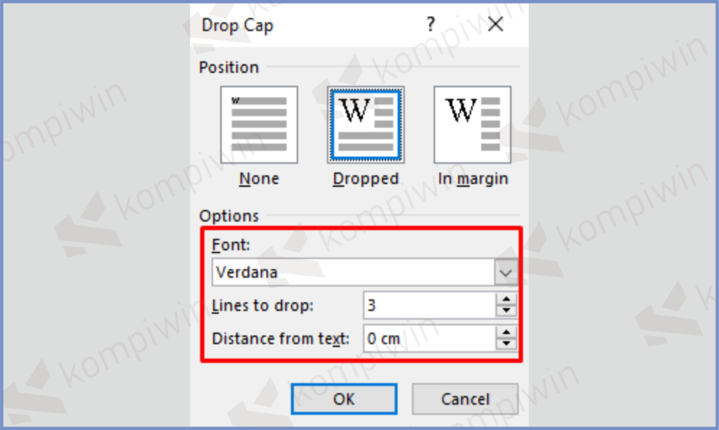7 Atur Options - Cara Membuat Huruf Besar [DropCap] Awal Kalimat di Word